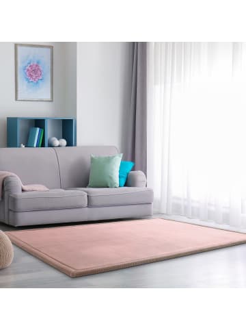 KADIMA DESIGN Hochflor Teppich waschmaschinenwaschbar Unifarben  Schlafzimmer in Pink
