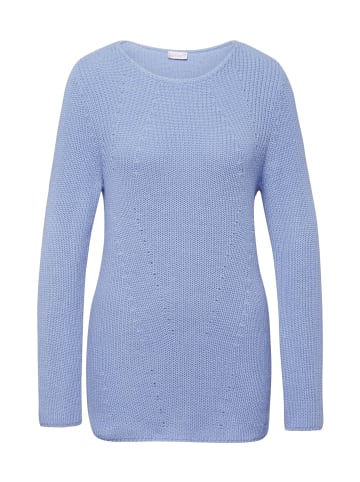 GOLDNER Figurschmeichelnder Pullover aus reiner Baumwolle in regattablau