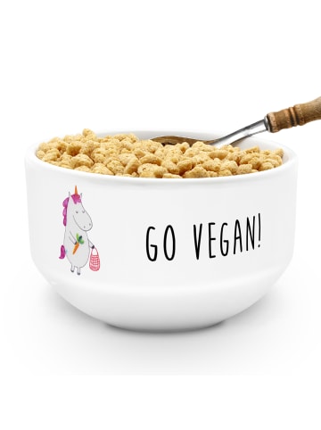 Mr. & Mrs. Panda Müsli Schüssel Einhorn Vegan mit Spruch in Weiß
