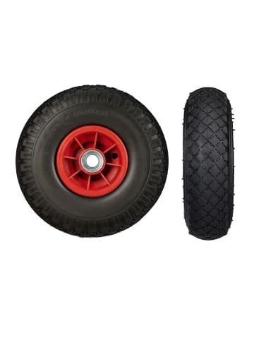 relaxdays 4x Sackkarrenrad in Schwarz/ Rot - 3.00-4