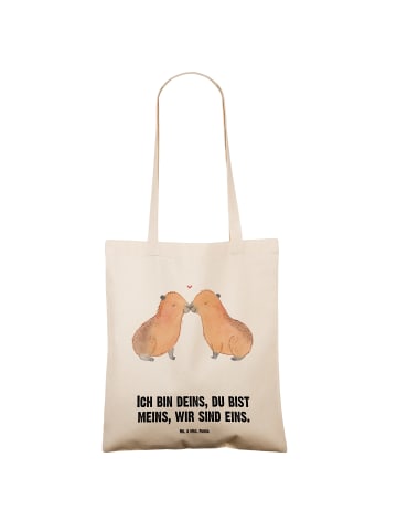 Mr. & Mrs. Panda Tragetasche Capybara Liebe mit Spruch in Creme