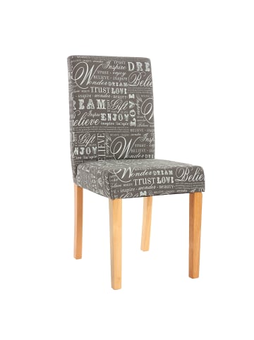 MCW 6x Esszimmerstuhl Littau, Textil mit Schriftzug, grau, helle Beine