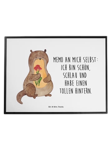 Mr. & Mrs. Panda Schreibtischunterlage Otter Blumenstrauß mit Sp... in Weiß