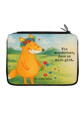 Mr. & Mrs. Panda Federmappe Fuchs Blumen Design mit Spruch in Weiß