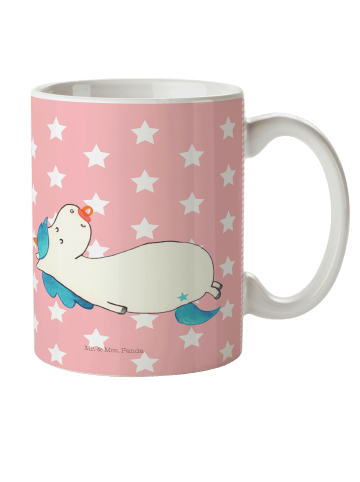 Mr. & Mrs. Panda Camping Tasse Einhorn Schnuller ohne Spruch in Rot Pastell