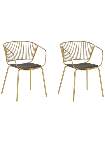 Beliani 2er-Set Esszimmerstuhl RIGBY in Gold/Schwarz