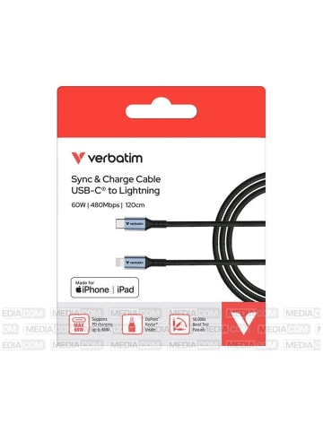 Verbatim Verbatim USB-C/Lightning 1, 2m 60W Nylon/Kevlar Schwarz