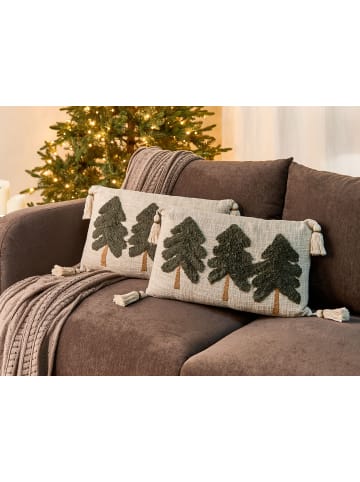 Beliani 2er-Set Dekokissen FAGRAEA in Beige/Grün