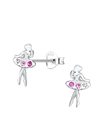 Alexander York Ohrringe, Ohrstecker BALLERINA mit Kristall pink in 925 Sterling Silber, 2-tlg. in pink