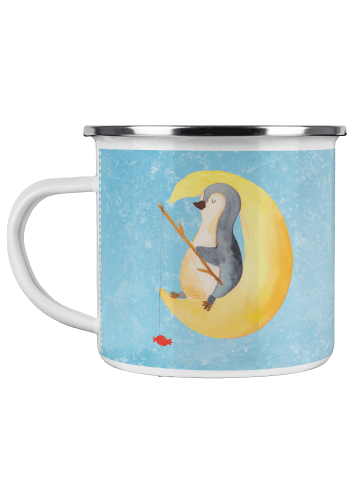 Mr. & Mrs. Panda Emaille Tasse Pinguin Mond ohne Spruch in Eisblau