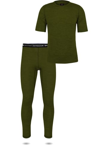 Normani Outdoor Sports Normani Outdoor Sports Herren Merino-Set T-Shirt und Unterhose in Grün