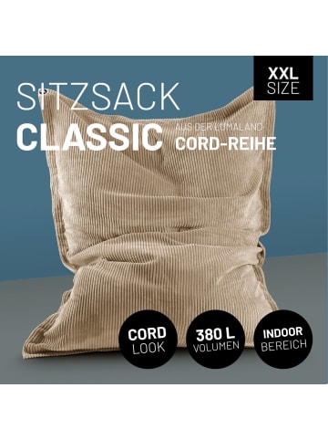 Lumaland LUMALAND Sitzsack Classic XXL Cord 380 L - 140 x 180 cm - mit waschbarem Bezug