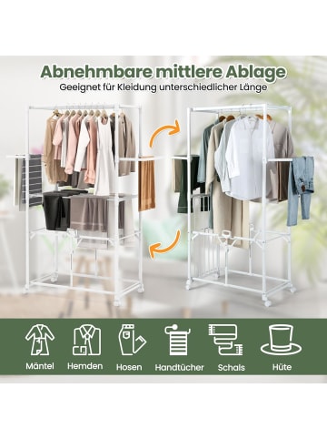 COSTWAY Klappbar Wäscheständer Alu 94 x 54 x 174 cm in Weiß