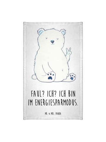Mr. & Mrs. Panda Handtuch Eisbär Faul mit Spruch in Weiß