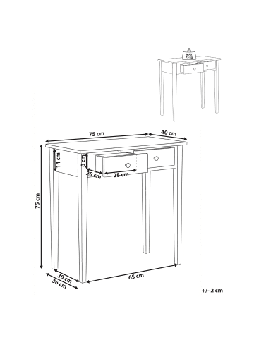 Beliani Konsolentisch YIRRA in Weiß - (W) 75 x (H) 75 x (L) 40 cm