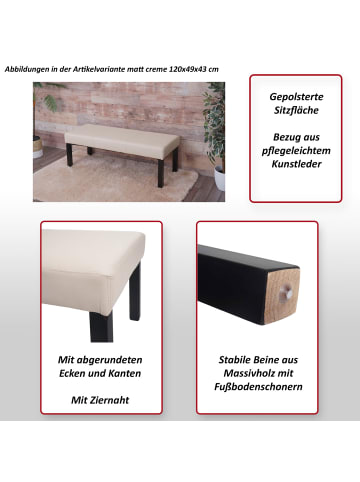 MCW Sitzbank M37, 120x43x49cm creme, dunkle Beine