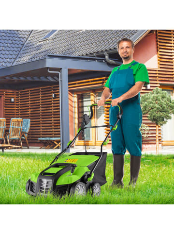 COSTWAY Elektrisch Vertikutierer 2000W 40cm 3500 U/min 55 L in Grün