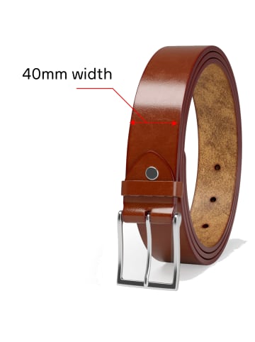 Kmisso Gürtel in Cognac Brown - Silber