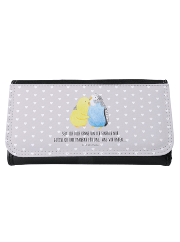 Mr. & Mrs. Panda Damen Geldbörse Wellensittich Liebe mit Spruch in Grau Pastell