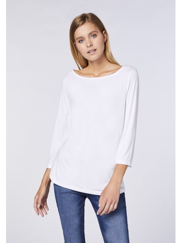 Detto Fatto Longsleeve mit weitem Ausschnitt und gecroppten Ärmeln in Weiß