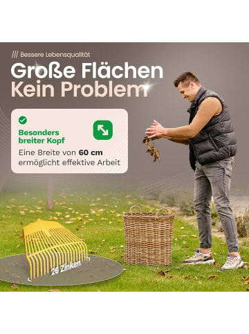 Novatool Novatool Laubbesenkopf, 2 in 1 Kombigerät, Laubbesen und Laubgabel mit in Gelb