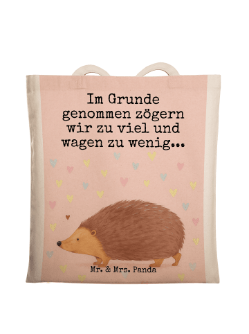 Mr. & Mrs. Panda canvas tasche Igel Herzen Design mit Spruch in Weiß