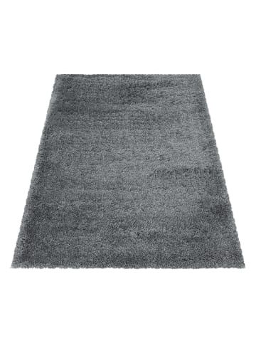 KADIMA DESIGN Teppich Hochflor Shaggy Uni Style Polypropylen Wohnzimmer in Hellgrau