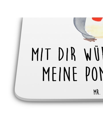 Mr. & Mrs. Panda Gläseruntersetzer Pinguin Pommes mit Spruch in Weiß