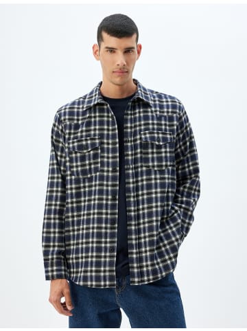 KOTON Shirt in Marineblau Karomuster