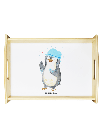 Mr. & Mrs. Panda Serviertablett Pinguin Duschen ohne Spruch in Weiß