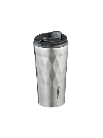 relaxdays Thermobecher in Silber/ Schwarz - 350 ml