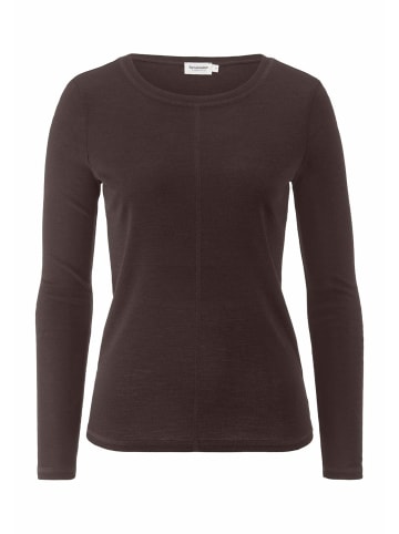 Hessnatur Hessnatur Longsleeve Slim aus Bio-Schurwolle und TENCEL™ Lyocell in kakao braun