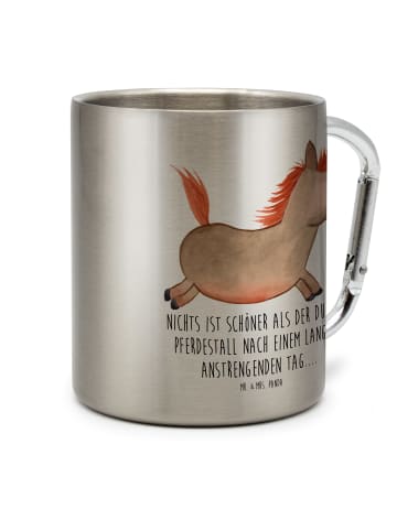 Mr. & Mrs. Panda Thermobecher Pferd Springen mit Spruch in Silber