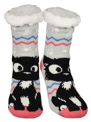 Ralf Schmitz Ralf Schmitz Hüttensocken Hildegard Katze Haussocken Kuschelsocken in grau