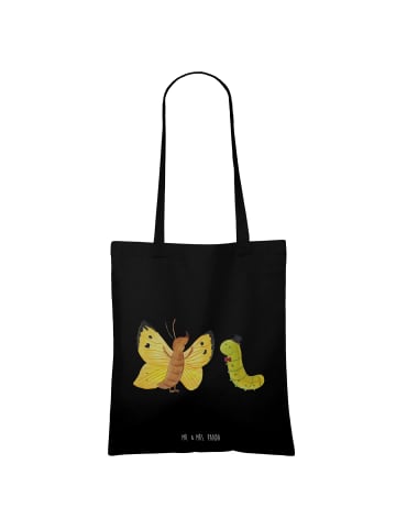 Mr. & Mrs. Panda Shopping Tasche Raupe Schmetterling ohne Spruch in Schwarz