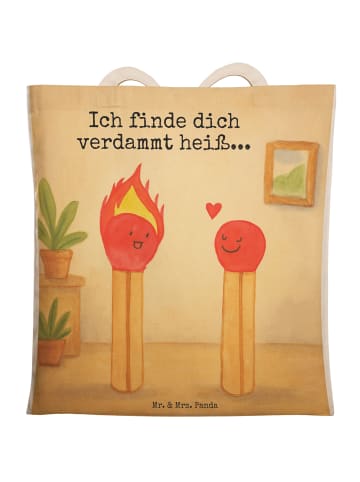 Mr. & Mrs. Panda Tote Bag Streichhölzer Design mit Spruch in Weiß