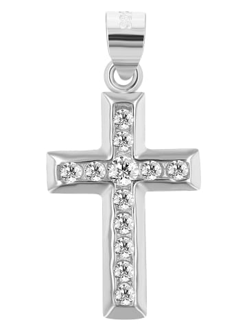 Adeliás Damen Anhänger – Kreuzanhänger aus 925 Silber mit Zirkonia in silber