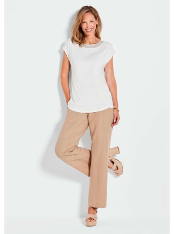 GOLDNER Kurzgröße:  Elegantes Oberteil mit Glitzersteinen in cremeweiß