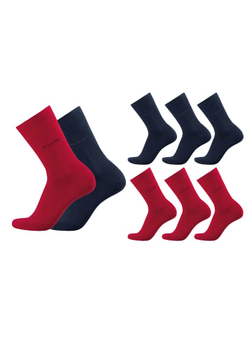 Bugatti 6er Pack halbhohe Businesssocken  in red/navy