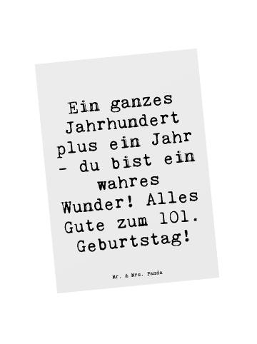 Mr. & Mrs. Panda Wanddeko Spruch 101 Geburtstag mit Spruch in Weiß
