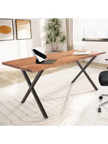 FineBuy Schreibtisch in Braun / Akazie / 120x60x76