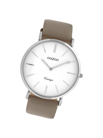 Oozoo Armbanduhr Oozoo Vintage Series grau, taupe groß (ca. 40mm)