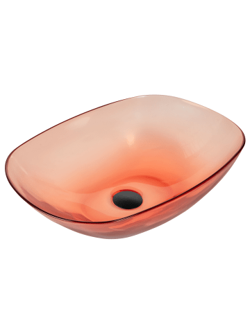 Beliani 2-tlg Waschbecken MOENGO in Transparent/Rot