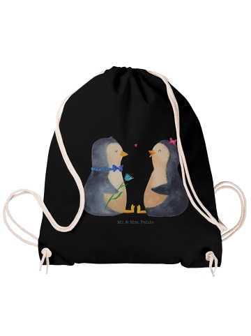 Mr. & Mrs. Panda Jutebeutel Pinguin Pärchen ohne Spruch in Schwarz
