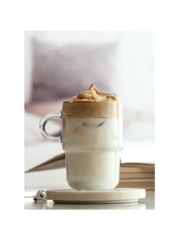 COFI 1453 LAV Odin Gläser-Set mit Henkel – 6-teilig, 350 ml , Stapelbar in Transparent