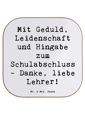 Mr. & Mrs. Panda Untersetzer Tasse Spruch Danke Lehrer mit Spruch in Weiß