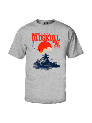 OLDSKULL T-Shirt Asian Temple in Heather Grey