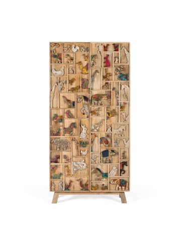 Giner y Colomer Handbemalter Schrank aus Mangoholz in Multicolored