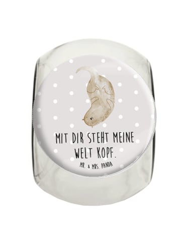 Mr. & Mrs. Panda Bonbonglas Otter Kopfüber mit Spruch in Grau Pastell