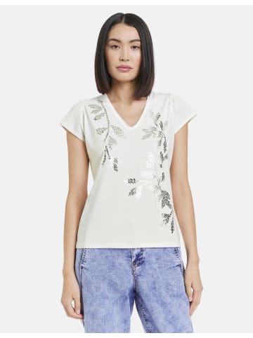 TAIFUN T-Shirt Kurzarm Rundhals in Offwhite gemustert